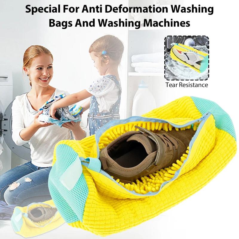 1/2PCS Washing Shoes Bag Protector Fluffy Fibers Polyester Washing Shoes Machine Friendly Laundry Bag Drying Bags