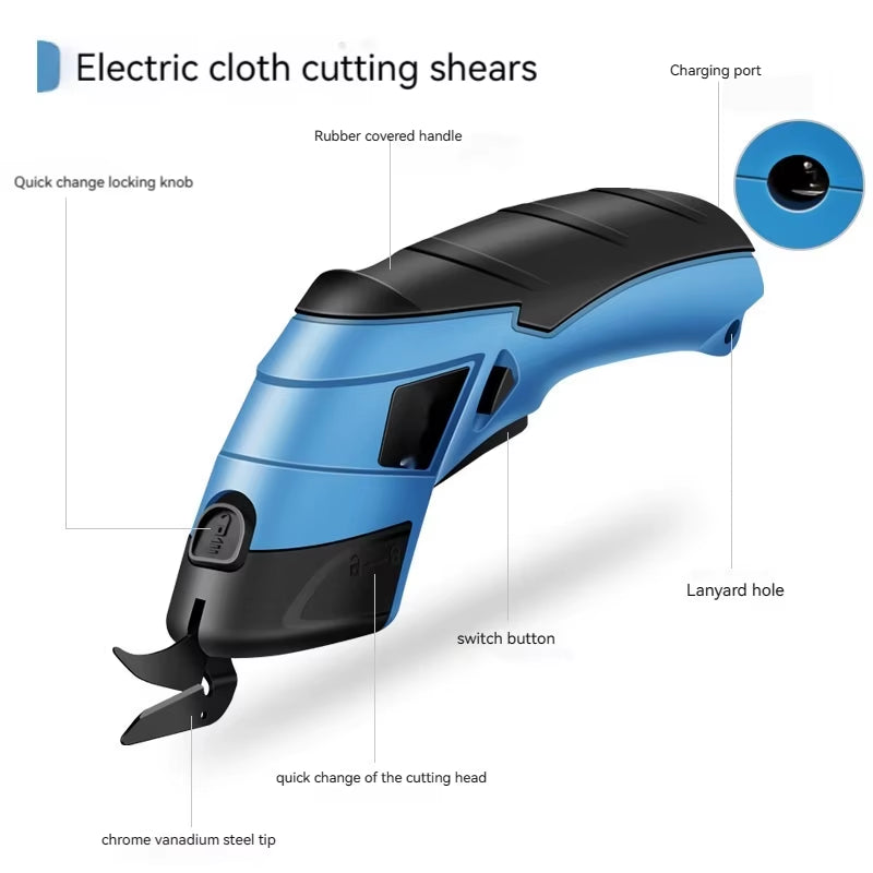 New Cordless Electric Tailoring Scissors USB Charging Suitable for Cutting Cotton Fabric/Leather/Cloth and Other Materials